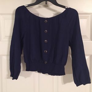 Off Shoulder Deep Blue Crop Top